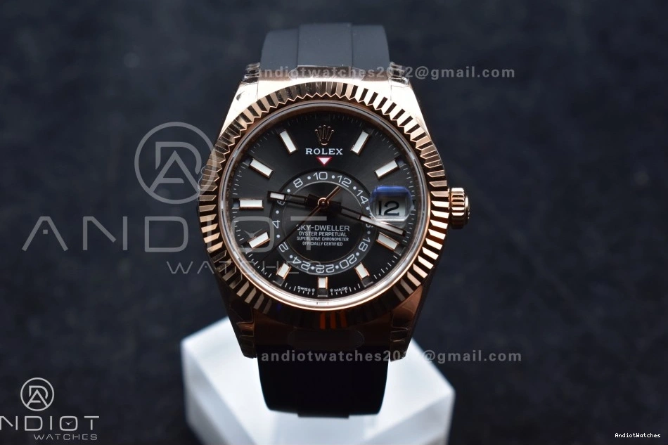 Best A23J Gray Upgraded Oysterflex Skydweller RG 1104 Edition Strap on Noob Dial 1012